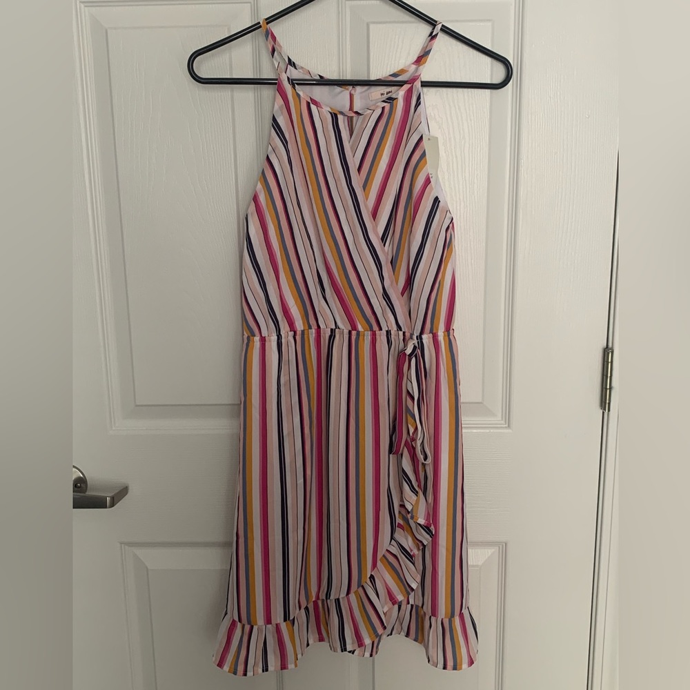 Striped Halter Wrap Dress